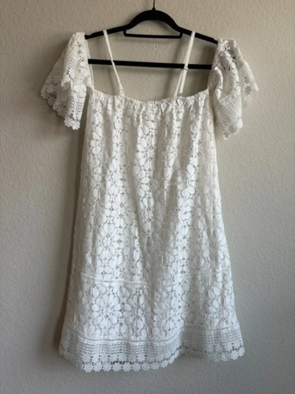 Solitaire Swim White Lace Eyelet Beach Cover Medium Coquette Beach Boho Resort